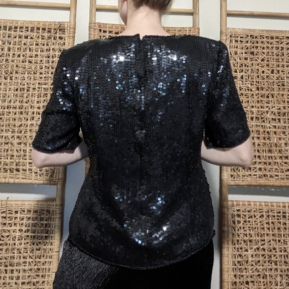 Sequin 80s Shoulder Pad Blouse - Picture 5 of 8